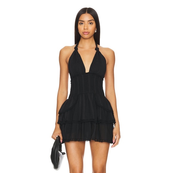 LoveShackFancy DEANNA HALTER DRESS in black - Picture 1 of 7